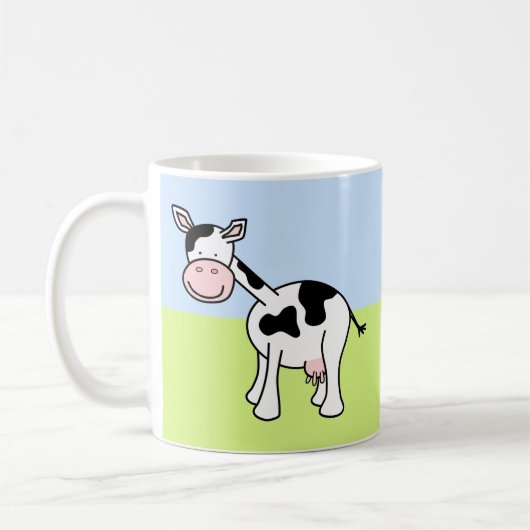 Mug Caricature de vache noire et blanche. (Gauche)