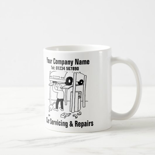 Mug Caricature d'entretien et de réparation de voiture (Droite)