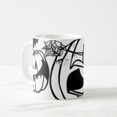 Mug Caricature d'halloween noir et blanc (Devant gauche)