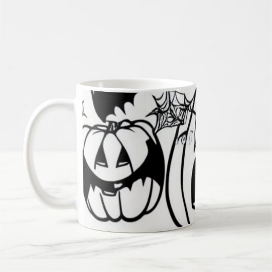 Mug Caricature d'halloween noir et blanc (Gauche)