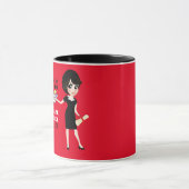 Mug Caricature DIPLÔMÉE Cadeau Femme Brunette Courte (Centre)