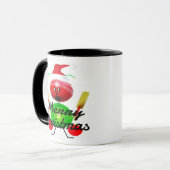 Mug Caricature du joueur de cricket de Noël (Devant gauche)