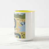 Mug Caricature élégante paysage carte de voyage (Centre)