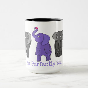 Mug Caricature Eléphant Violet "Soyez Parfaitement Vou