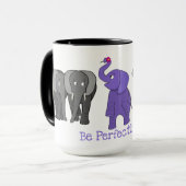 Mug Caricature Eléphant Violet "Soyez Parfaitement Vou (Devant gauche)