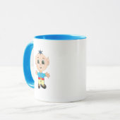 Mug Caricature en bleu et jaune (Devant gauche)