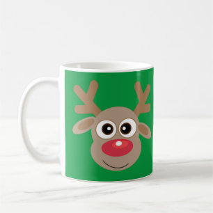Mug Caricature en latte verte Reindeer de Noël