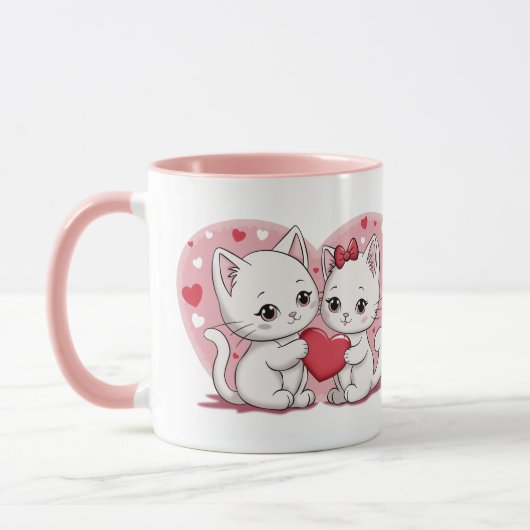 Mug Caricature mignonne Amoureux de les chats Coeurs S (Gauche)