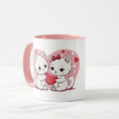 Mug Caricature mignonne Amoureux de les chats Coeurs S (Devant gauche)