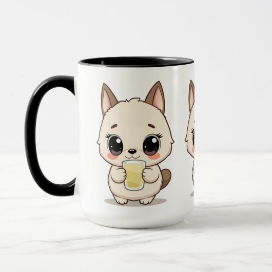 Mug Caricature mignonne avec chien adorable tenant un (Gauche)