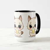 Mug Caricature mignonne avec chien adorable tenant un (Devant droit)