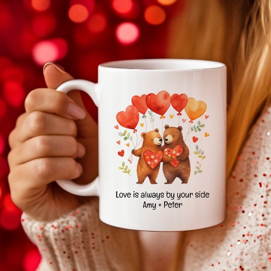 Mug Caricature mignonne Bears Love Hearts Valentine