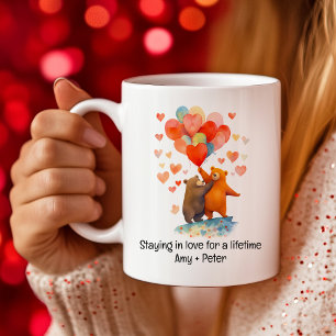 Mug Caricature mignonne Beary Love Hearts chaque jour