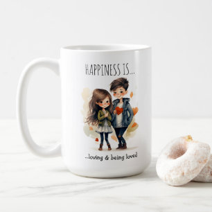 Mug Caricature mignonne en couple amoureux   Le bonheu