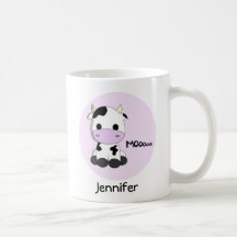 Caricature sur la vache mignonne à poules roses po