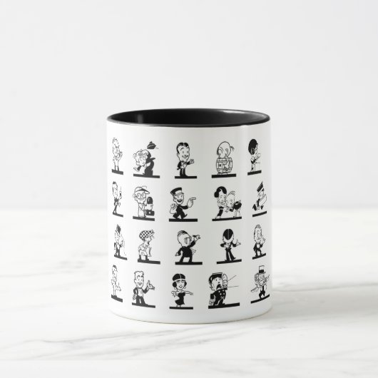 Mug Caricature vintage en noir et blanc (Centre)
