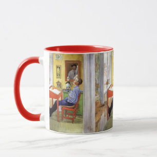 Mug Carl Larsson Esbjorn au bureau rouge Art vintage