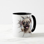 Mug Carlin 3D Cassant un Mur de Briques  (Devant droit)