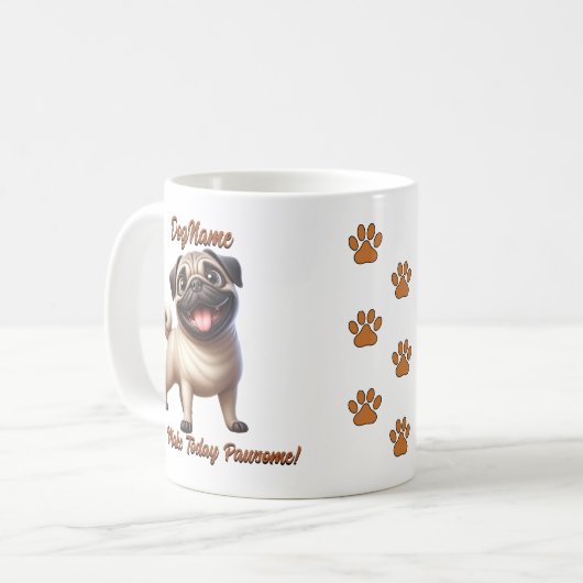 Mug Carlin, ajouter le nom du chien, modifier le texte (Devant gauche)