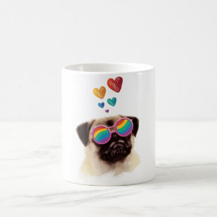 Mug Carlin Chien avec Coeurs Saint-Valentin