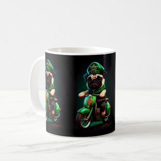 Mug Carlin Chien Conduite Vélo St. Patrick's Day (Devant gauche)