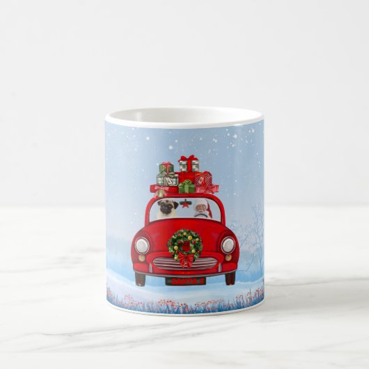 Mug Carlin Chien En Voiture Avec Le Père Noël (Centre)