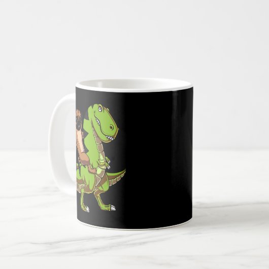 Mug Carlin Chien équitation T-Rex Dinosaur (Devant gauche)