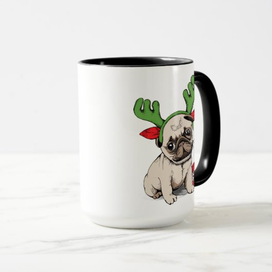 Mug Carlin de chiot de Joyeux Noël (Devant droit)