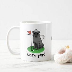 Mug Carlin de golf Jouer Golf (noir) mignon chien drôl