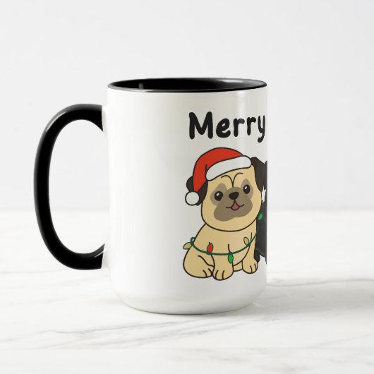 Mug Carlin Noël Animaux Chiens mignons Joyeux Noël Mu (Gauche)