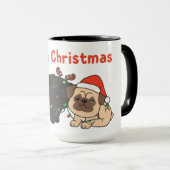 Mug Carlin Noël Animaux Chiens mignons Joyeux Noël Mu (Devant droit)