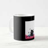 Mug Carlin Noir Avec Papillons Bleus Et Gerberas (Devant gauche)