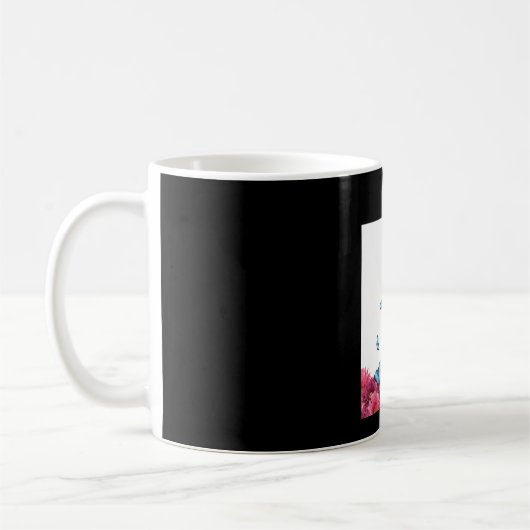 Mug Carlin Noir Avec Papillons Bleus Et Gerberas (Gauche)