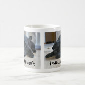 Mug Carlin noir mignon, lazy, chiot, je ne veux pas (Centre)
