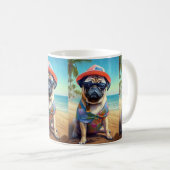 Mug Carlin sur la plage, cadeau d'été pour amoureux de (Devant droit)