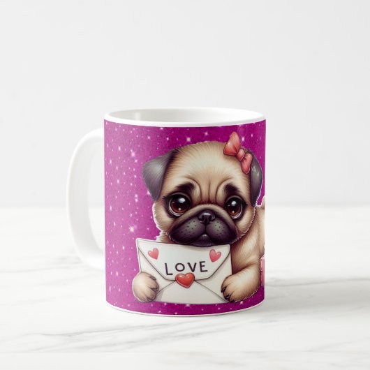 Mug Carlin Valentine's Day Carlin personnalisé Puppy L (Devant gauche)