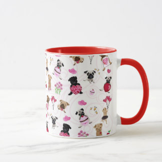 Mug Carlins de Valentine sur l'arrière - plan blanc