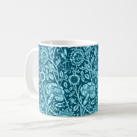 Mug Carnation Art nouveau, Indigo et Sky Blue (Devant gauche)