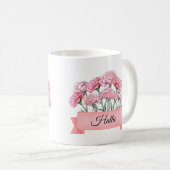Mug Carnation personnalisée de fleur de naissance de j (Devant droit)
