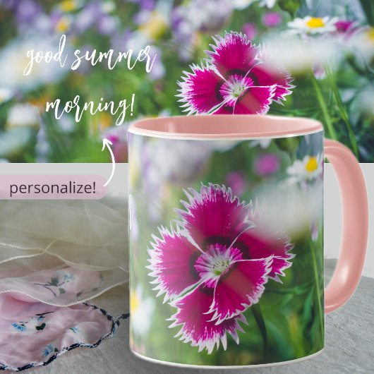 Mug Carnation rose avec marguerites