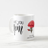 Mug Carnation rouge Je t'aime Maman Floral (Devant gauche)