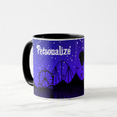 Mug Carnaval nuit été équitation noir bleu (Devant gauche)