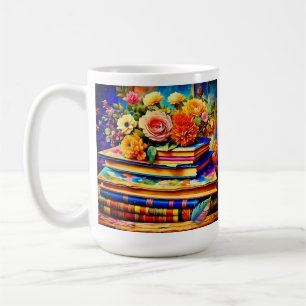 Mug Carnet personnalisé de livres et de fleurs Vintage