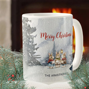 Mug Carolines d'hiver de lapin à l'aquarelle Noël