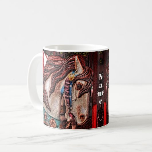 Mug Carousel Horse Pencil Art Personnalisé (Devant gauche)