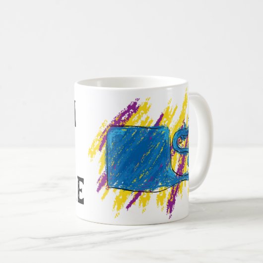 Mug Carré bleu de l'équipe (Devant droit)
