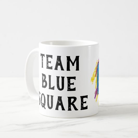 Mug Carré bleu de l'équipe (Devant gauche)