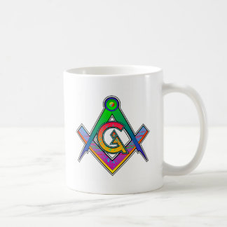 Mug Carré et boussole maçonniques multicolores