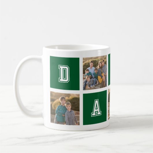 Mug Carré modifiable Couleur Varsity Papa Photo Collag (Gauche)