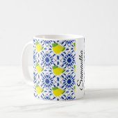 Mug Carreau de citron géométrique bleu (Devant gauche)